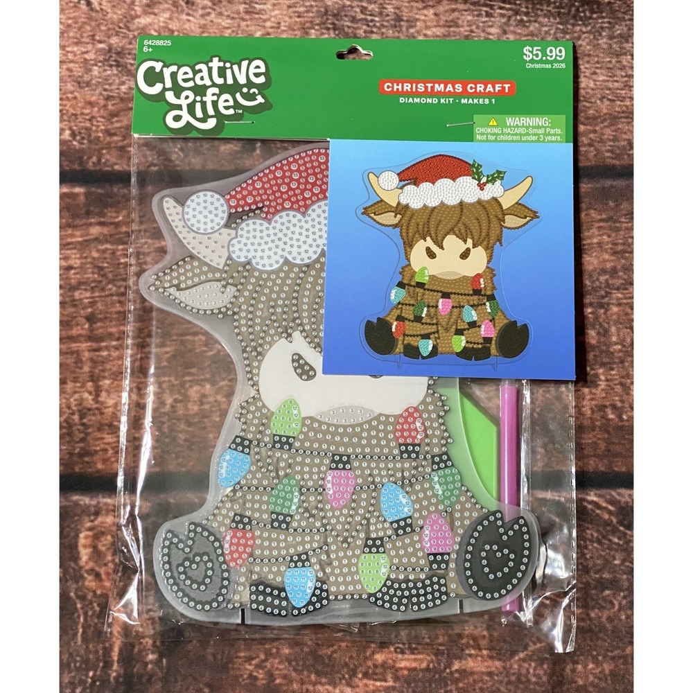 Christmas Highland Cow Acrylic Standing Diamond Painting Kit Hobby Lobby New - Picture 3 of 4
